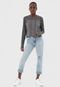 Blusa Cropped Calvin Klein Jeans Lettering Cinza - Marca Calvin Klein Jeans