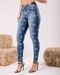 Calça Jeans Skinny Feminina Cintura Média Detalhes de Estrela No Laser 23670 Escura Consciência - Marca Consciência