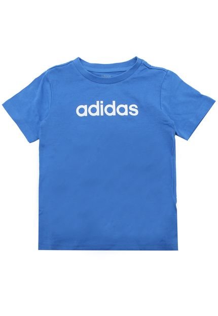 Camiseta adidas Menino Escrita Azul - Marca adidas Performance