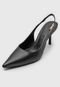 Scarpin Slingback Santa Lolla Logo Metalizado Preto - Marca Santa Lolla