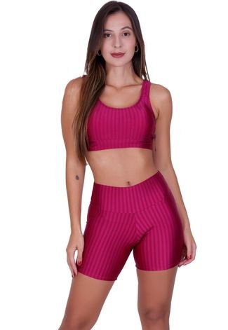 Conjunto Top e Short 3D Academia Fitness Pink