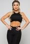 Top MVB Modas Cropped Suplex Cruzado Decote Recorte Preto - Marca Mvb Modas