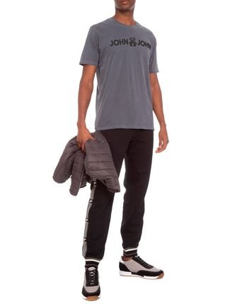 Camiseta John John Masculina Basic Logo Sans Cinza Chumbo, Secret Outlet  em 2023