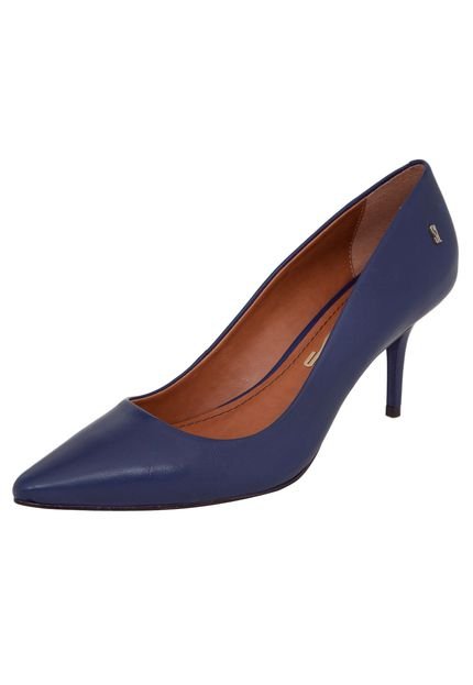 Scarpin Couro Santa Lolla Bico Fino Azul - Marca Santa Lolla