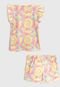 Conjunto 2pçs Tricae Curto Infantil Tie Dye Amarelo/Rosa - Marca Tricae