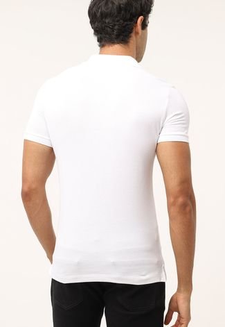 Camisa Polo Lacoste Reta Logo Branca