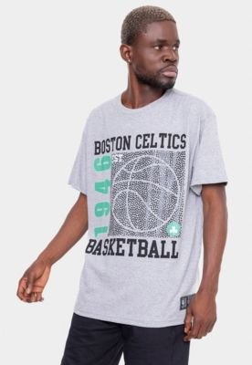 Camiseta NBA Plus Size Estampada Boston Celtics Casual Off White