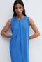 Vestido Mango Longo Plissado Azul - Marca Mango