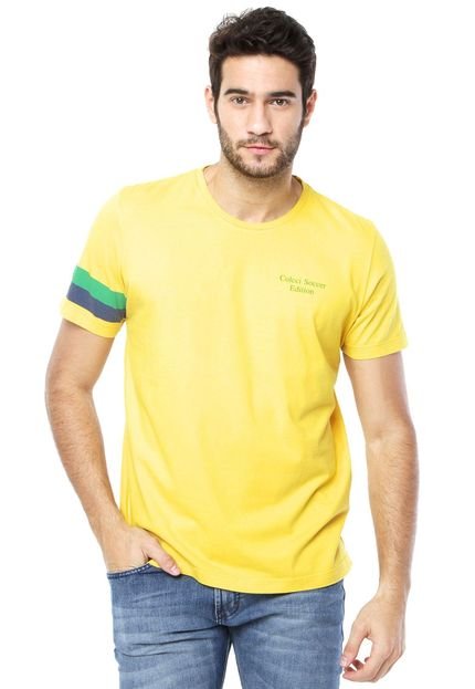Camiseta Colcci Soccer Edition Listras Amarela - Marca Colcci