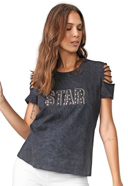 Blusa Enfim Star Preta - Marca Enfim