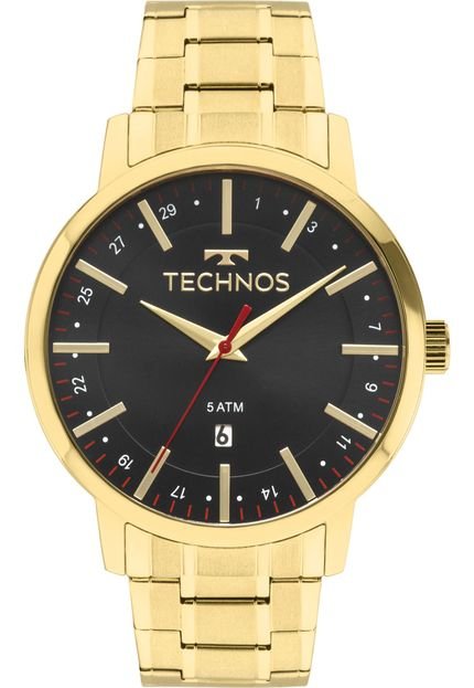 Relógio Technos Analógico Com Data Dourado Redondo - 2115Mmk/4P - Marca Technos 