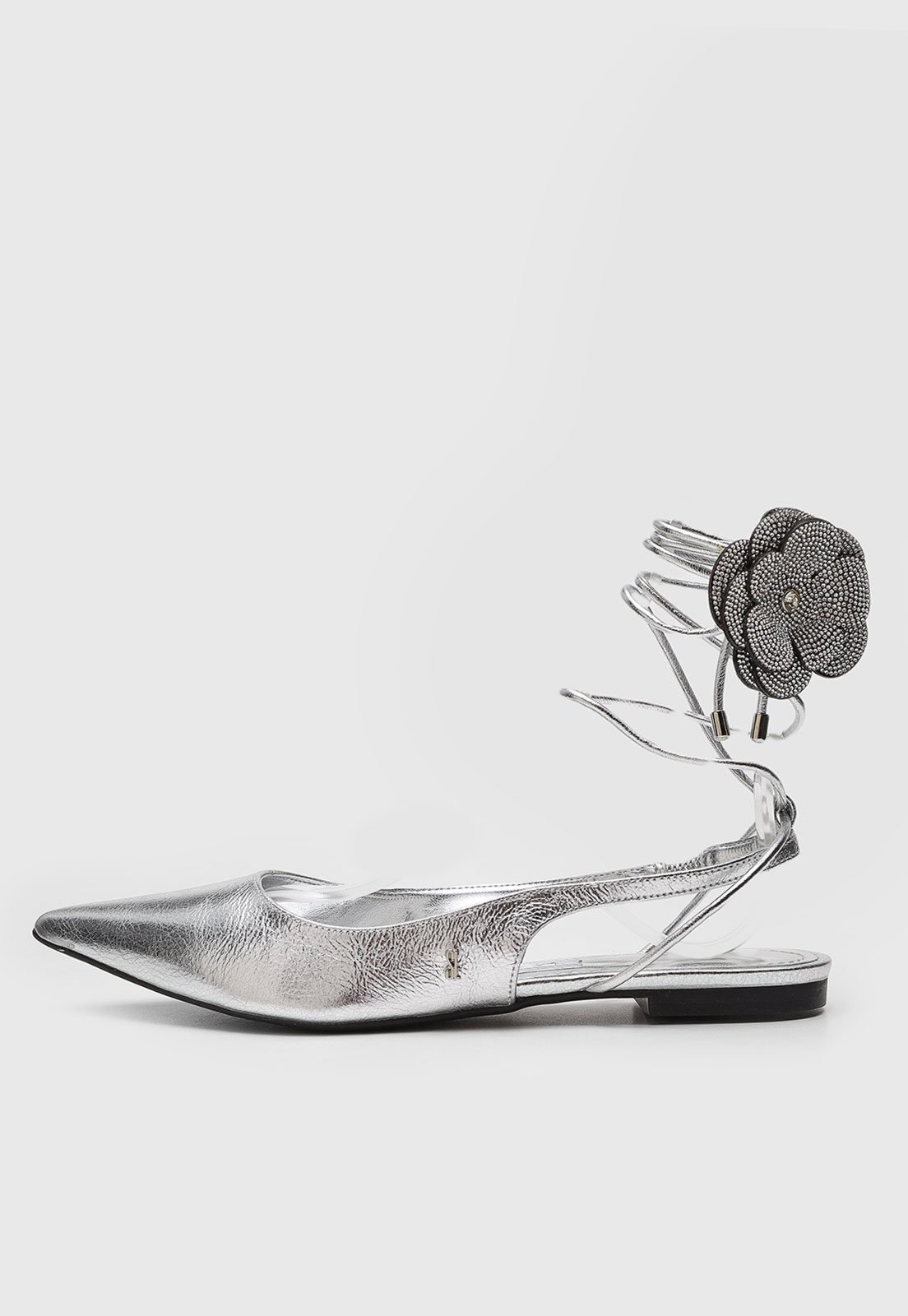 Sapatilha Slingback Santa Lolla Flor Hotflix Prata - Marca Santa Lolla