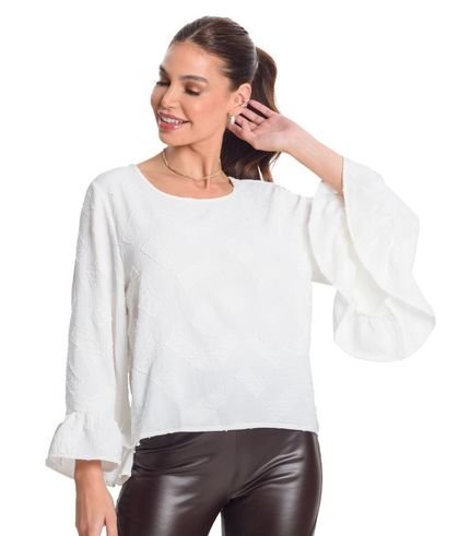 Blusa Manga Longa Feminina Rovitex Bege - Marca Rovitex