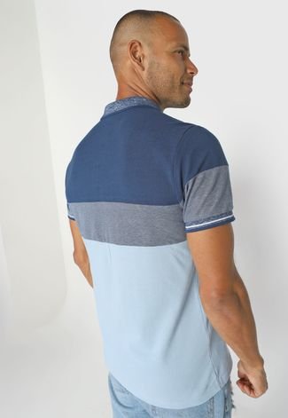 Camisa Polo Mr Kitsch Reta Color Block Azul-Marinho/Azul