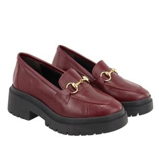 Mocassim Tratorado Feminino Couro Vermelho Cereja Tellini Store