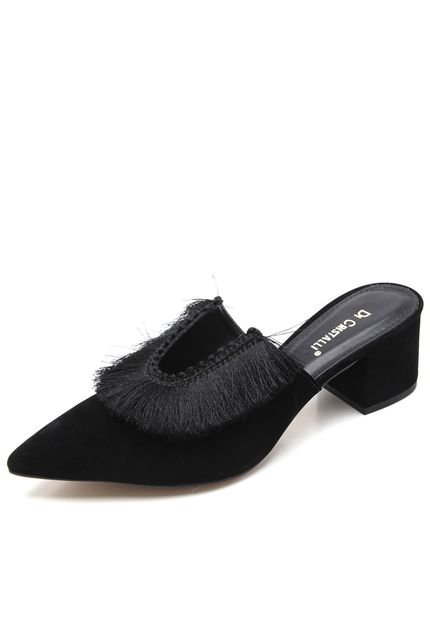 Scarpin Mule Di Cristalli Franja Preto - Marca Di Cristalli