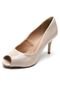 Peep Toe Rock Lily Verniz Salto Fino Bege - Marca Rock Lily