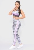 Kit 2 Conjuntos Fitness Top e Calça Cintura Alta Estampada Linha Premium - Marca DL