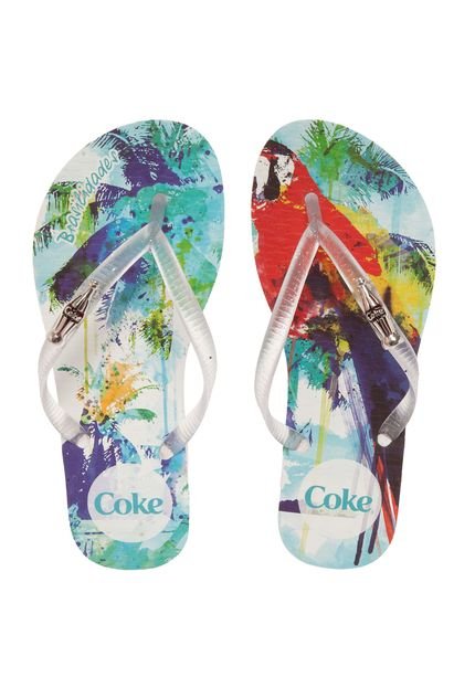 Chinelo Coca Cola Shoes Kick Summer Arara Branco/Incolor - Marca Coca Cola