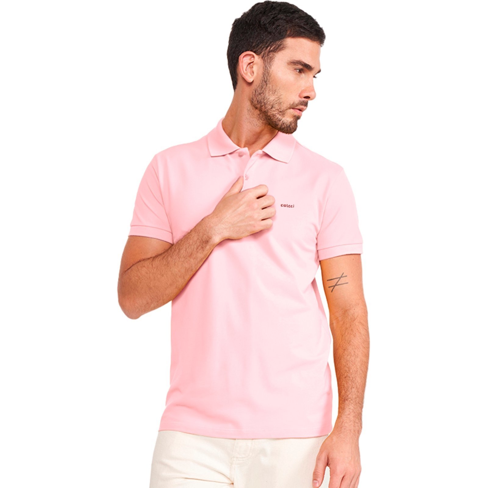 Camisa Polo Colcci Classic VE24 Rosa Masculino - Marca Colcci