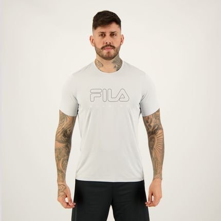 Camiseta Fila Basic Run Print Cinza Claro e Preto - Marca Fila