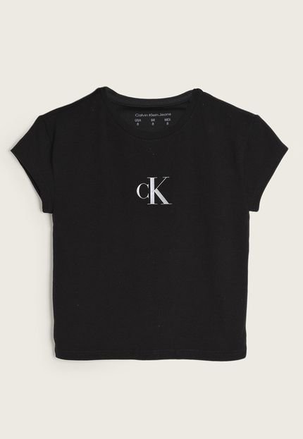 Camiseta Infantil Manga Curta Calvin Klein Kids Logo Preta - Marca Calvin Klein Kids