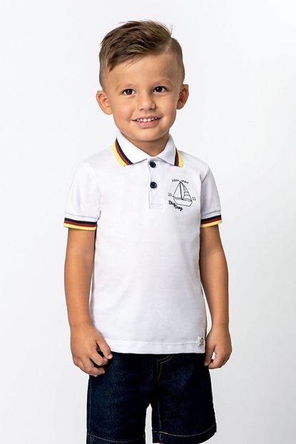 Camisa Polo Piquet Infantil Menino Branco - Ding Dang - Marca Ding Dang
