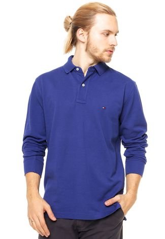 Camisa Polo Tommy Hilfiger Regular Fit Logo Azul