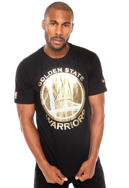 Camiseta New Era Black Gold Golden State Warriors Preto - Marca New Era