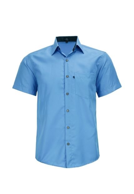 Camisa Manga Curta LBL Lisa Não Amassa Classica 3024 Azul Médio - Marca LBL