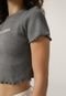 Camiseta Cropped Canelada John John Logo Cinza - Marca John John