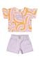 Conjunto Infantil Menina Blusa Estampado Geométrico Colorittá Lilás - Marca Colorittá