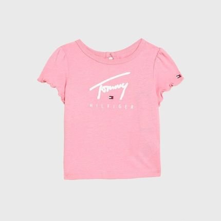 Camiseta Baby Logo Escrito Tommy Kids Rosa - Marca Tommy Hilfiger Kids