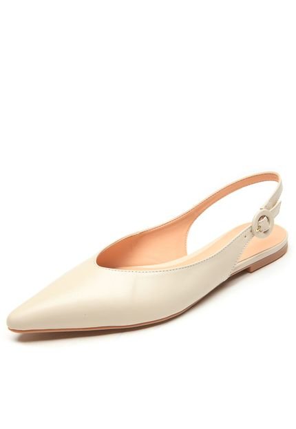 Sapatilha Couro Luiza Barcelos Slingback Color Bege - Marca Luiza Barcelos