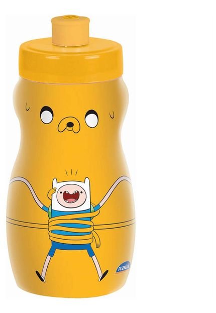 Garrafa Adventure Time Plasútil Squeeze 300 Ml Amarela - Marca Plasutil