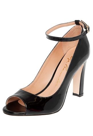 Peep Toe DAFITI SHOES Salto Grosso Preto - Compre Agora