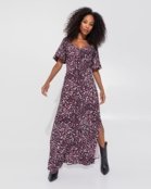 Vestido Longo Feminino Floral Manga Balonê Em Viscose - ENFIM - Marca Enfim