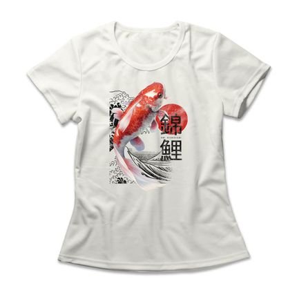 Camiseta Feminina Carpa Koi - Off White - Marca Studio Geek 