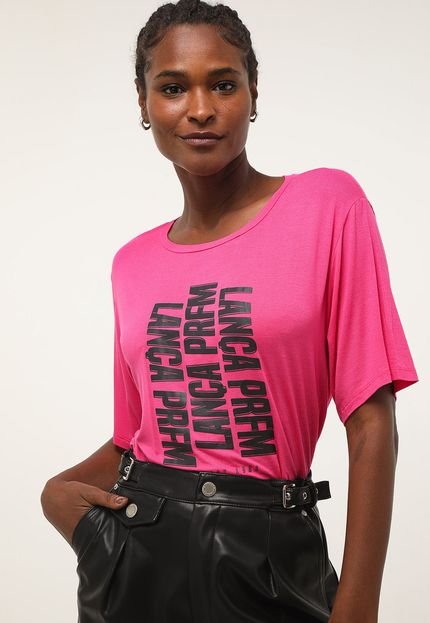 Camiseta Lança Perfume Reta Logo Acetinada Pink - Marca Lança Perfume