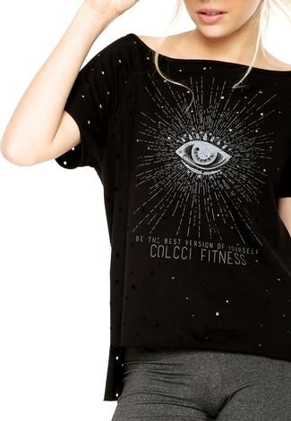 Camiseta Colcci Fitness Estampada Preta