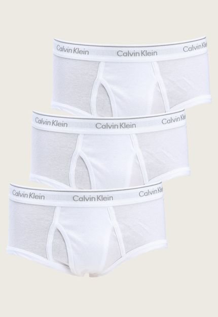 Kit 3pçs Cueca Calvin Klein Underwear Slip Logo Branca - Marca Calvin Klein Underwear