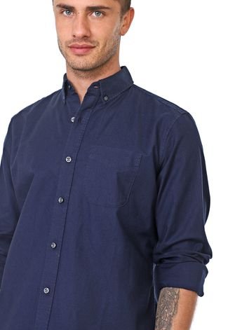 Camisa GAP Reta Bolso Azul-marinho