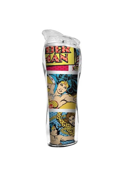 Copo Térmico DCO Plástico Wonder Woman 400ml Branco/Amarelo. - Marca DCO