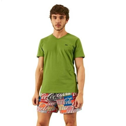 Camiseta Masculina Coca-Cola Gola V Verde - Marca Coca-cola