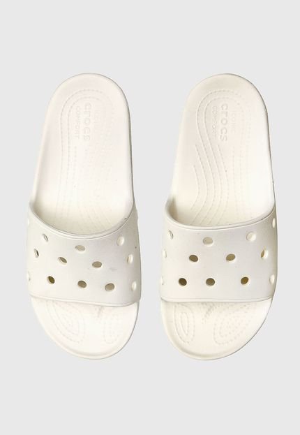 Rasteira Slide Crocs Perfuros Off-White - Marca Crocs