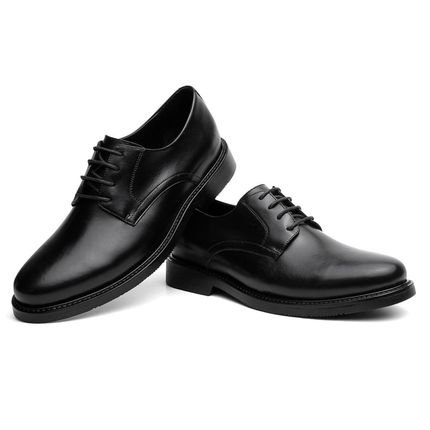 Sapato Oxford Casual Masculino Couro Cadarço Moderno Preto 37 Preto - Marca BERNATONI