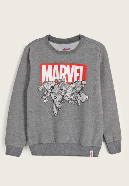 Blusa Infantil de Moletom Malwee Kids Avengers Cinza - Marca Malwee Kids