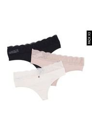 Pantie x3 Blanco-Nude-Negro Lili Pink