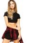 Blusa Manga Curta Redley Lisa Cropped Preta - Marca Redley