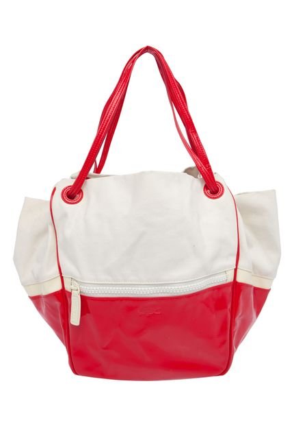 Bolsa Lacoste Large Bucket Bag Branca/Vermelha - Marca Lacoste